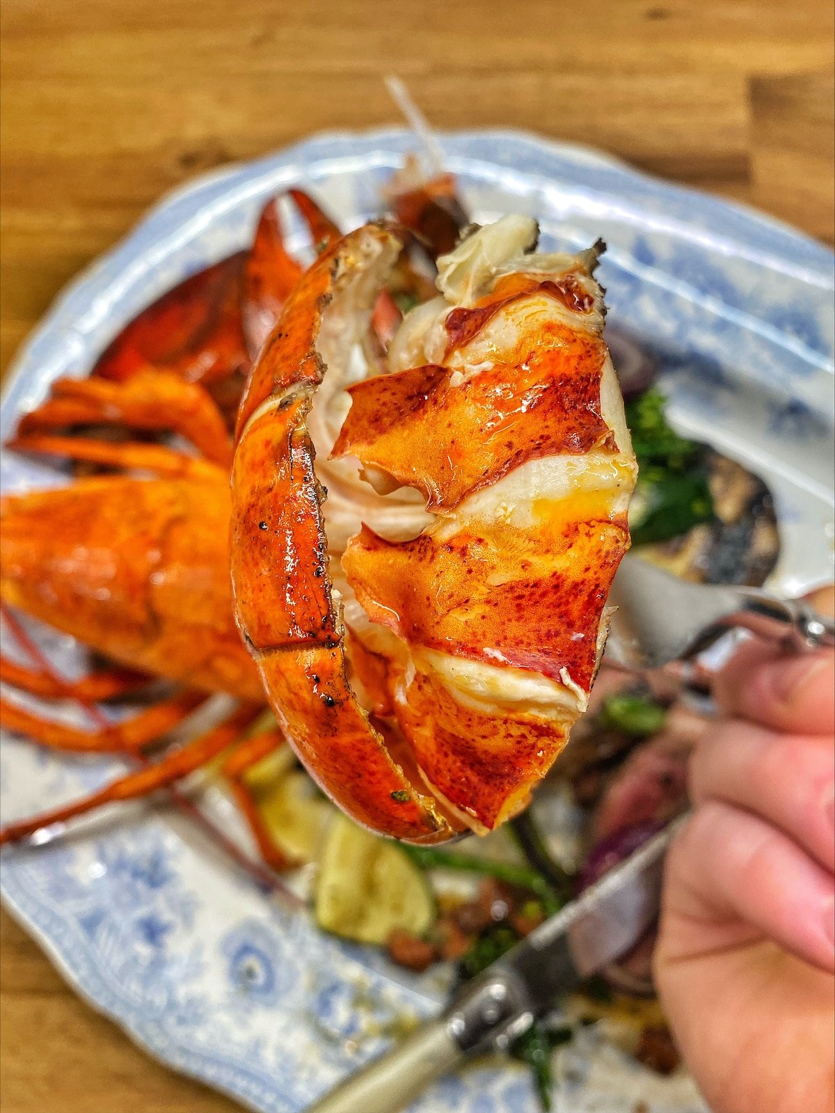 Close up photo of a succulent lobster tail