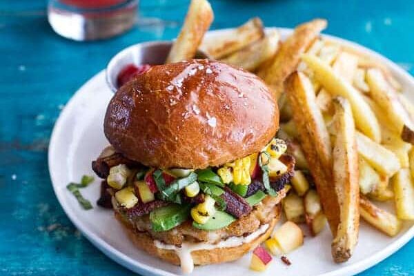 Lobster Burgers w/Browned Butter Lemon Aioli + Basil Corn Salsa, Bacon ‘n’ Avocado | halfbakedharvest.com