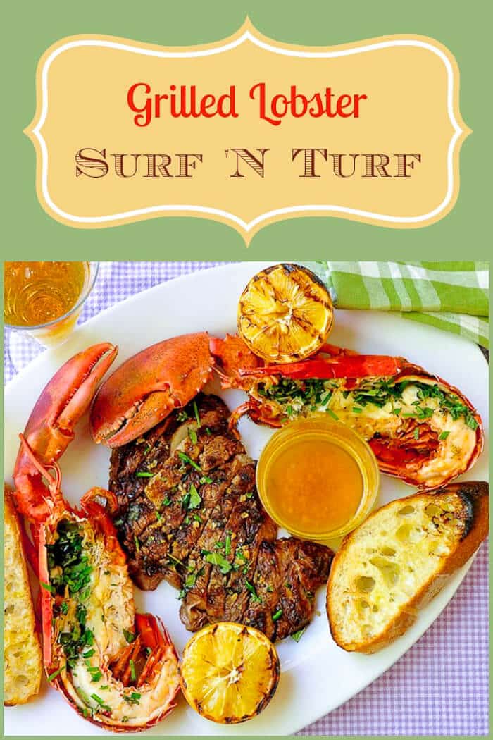 Grilled Lobster Surf n Turf with Lemon Garlic Brown Butter
