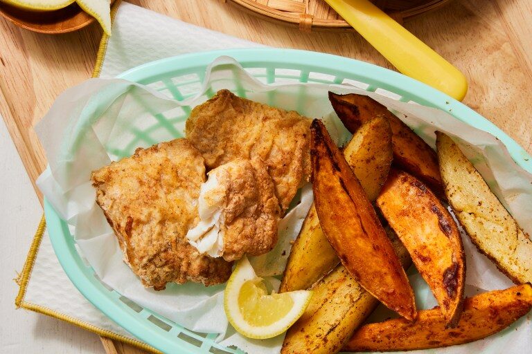 Air Fryer Wild Alaska Pollock Beer-Battered Fish Chips