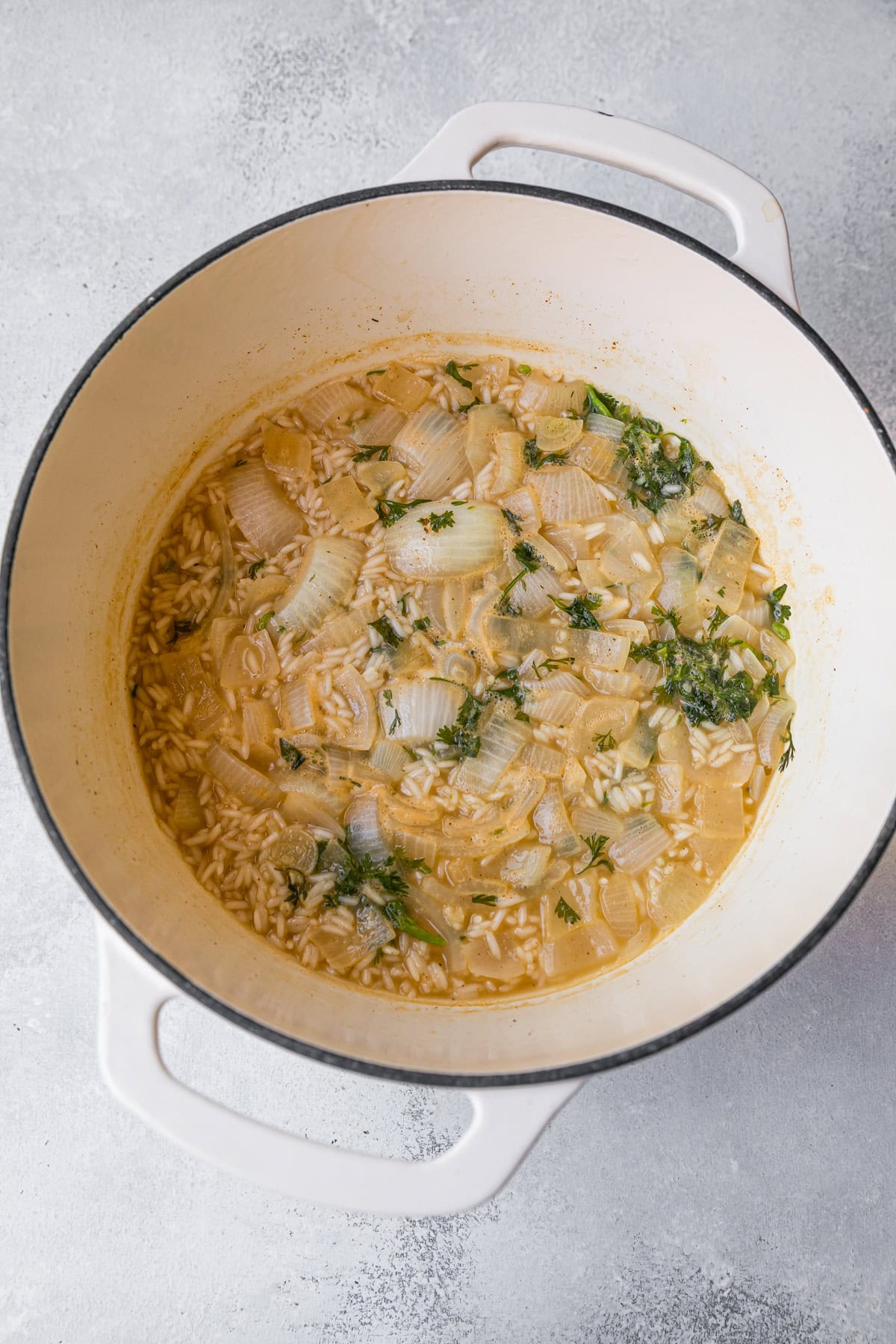 Cooking rice in a pot
