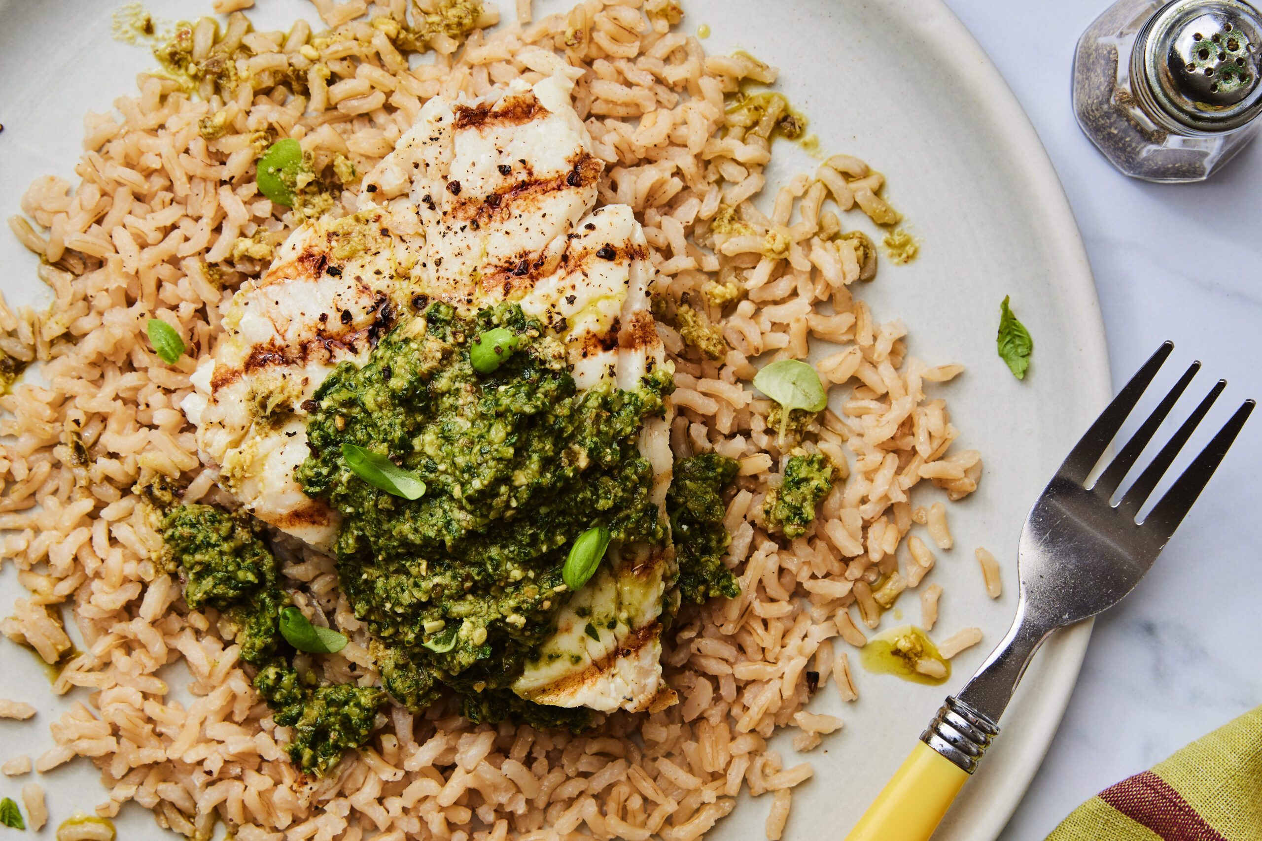 Grilled Halibut with Walnut Pesto Recipe