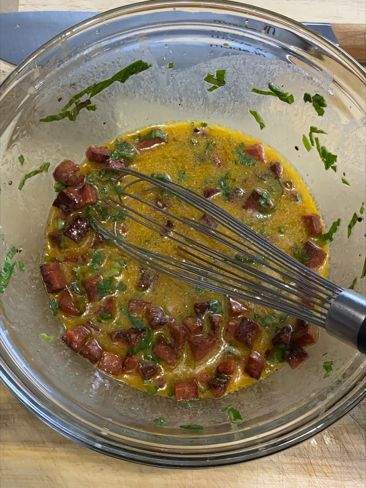 The chorizo added to the vinaigrette