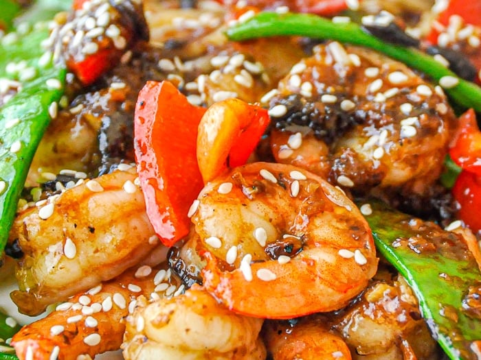 Easy Black Bean Ginger Spicy Shrimp close up photo