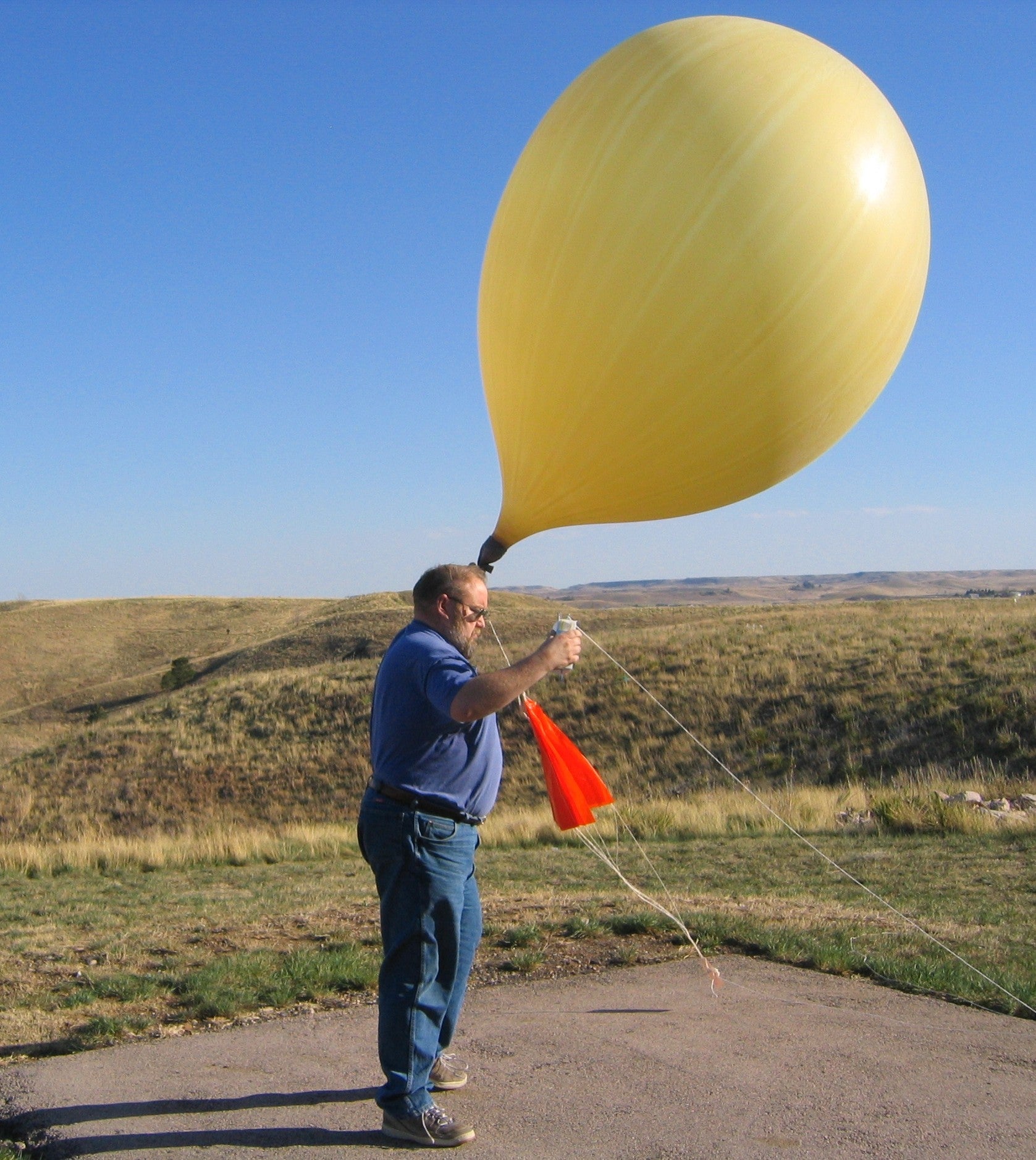 Launch of a weather balloon. 