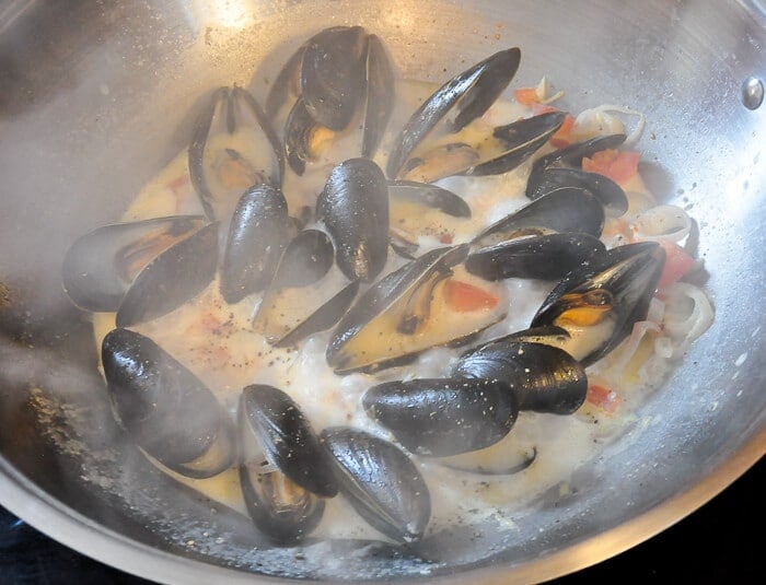 Lemon Dijon Moules Marinières - Lemon Dijon Steamed Mussels