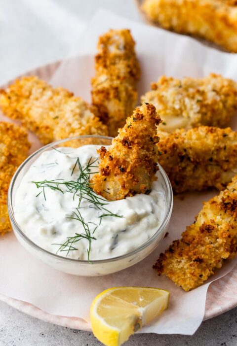Air Fryer Fish Sticks with Tartar Sauce