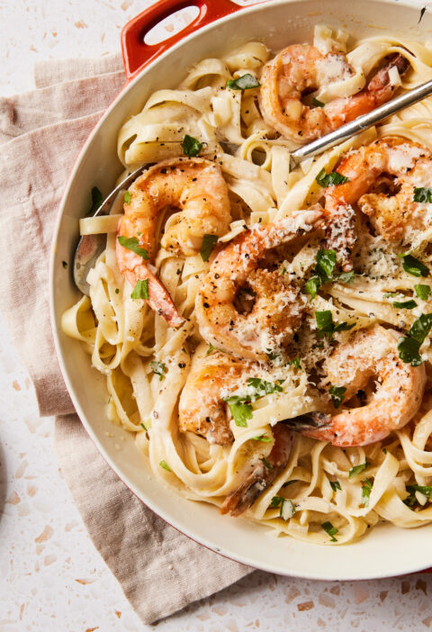 The Best 30-Minute Creamy Shrimp Alfredo Pasta | Dish on Fish