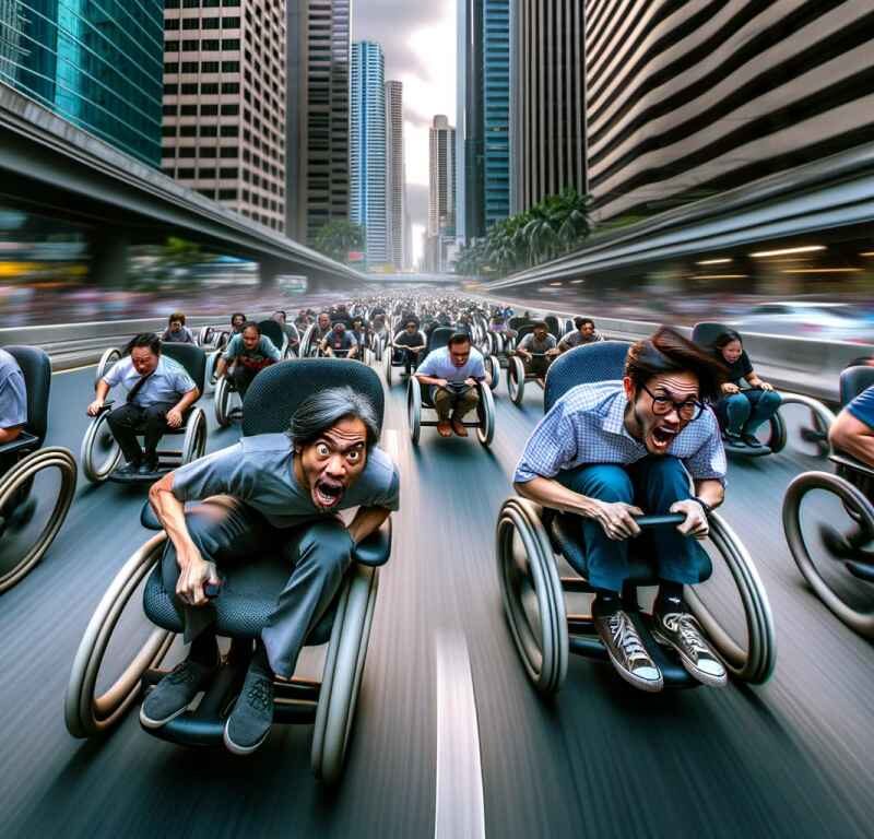 The Great Makati Office Chair Race: A new form of commute during rush hour. The Great Makati Office Chair Race: A new form of commute during rush hour.