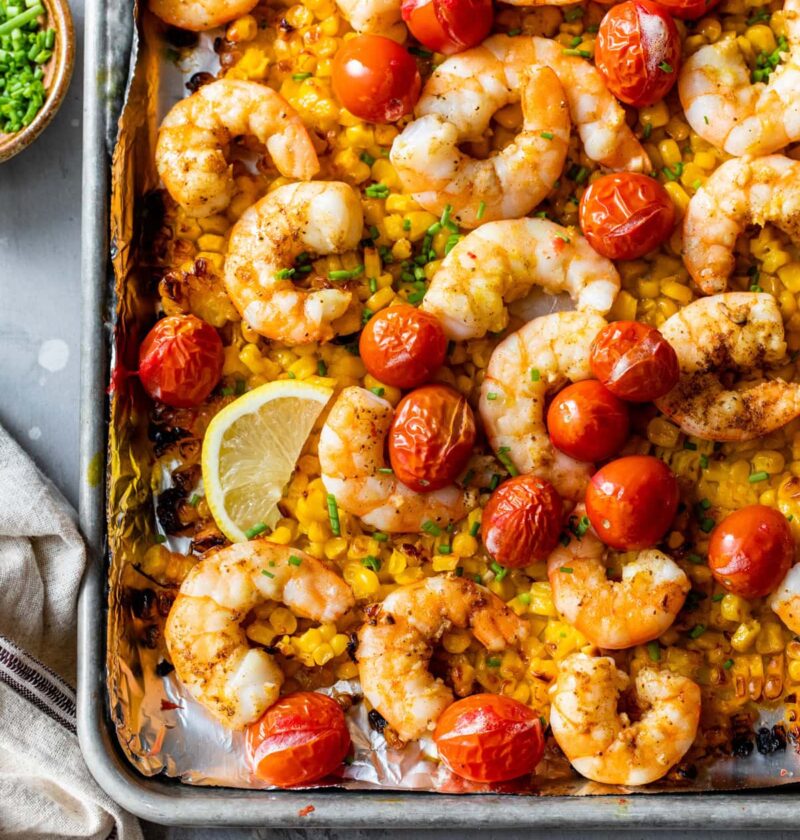 Old Bay Sheet Pan Shrimp with Corn and Tomatoes Old Bay Sheet Pan Shrimp with Corn and Tomatoes