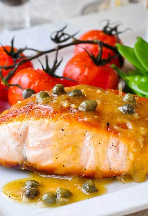 Pan Seared Salmon with Dijon Maple Butter Sauce