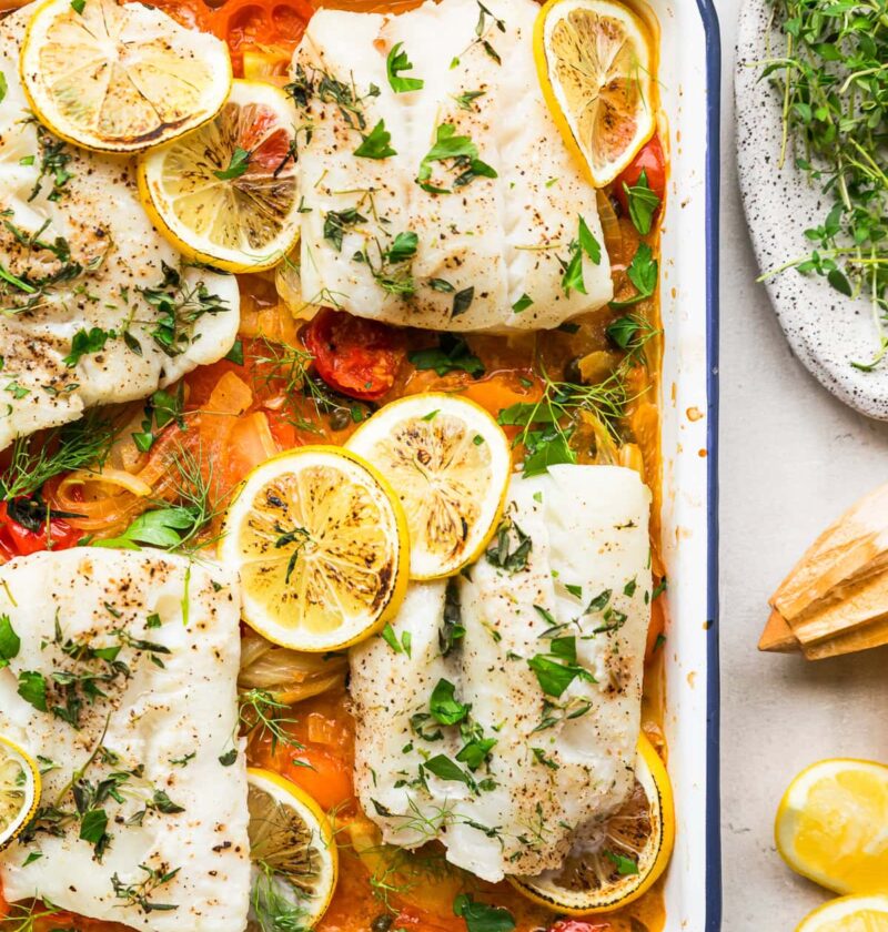 Baked Cod with Cherry Tomatoes, Fennel, and Capers Baked Cod with Cherry Tomatoes, Fennel, and Capers