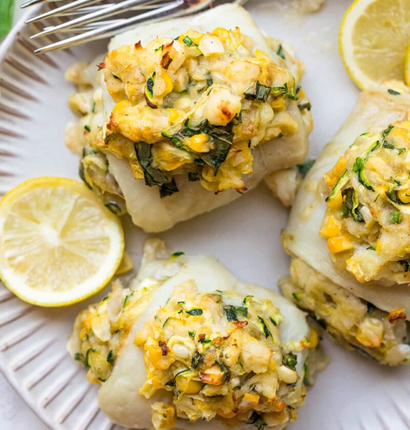 Crab-Stuffed Flounder With Corn and Zucchini—A Summer Favorite Crab-Stuffed Flounder With Corn and Zucchini—A Summer Favorite