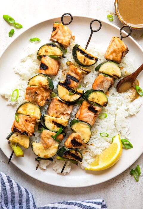 Miso Salmon Skewers