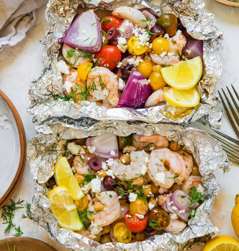 Easy Greek Shrimp Foil Packets Easy Greek Shrimp Foil Packets