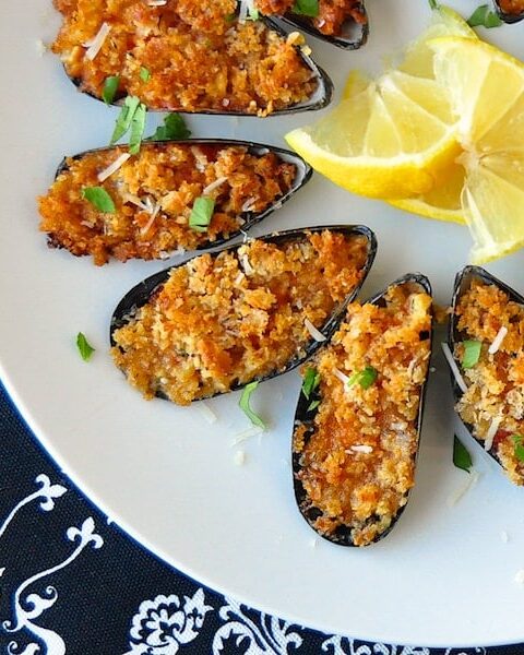 Parmesan Marinara Baked Mussels – easy but impressive.