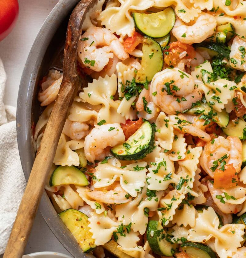 Shrimp and Zucchini Pasta with Fresh Tomatoes