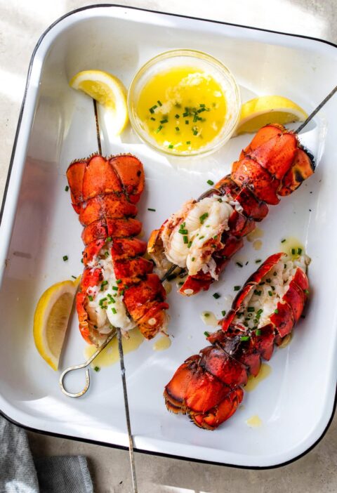 Grilled Lobster Skewers with Lemon Butter