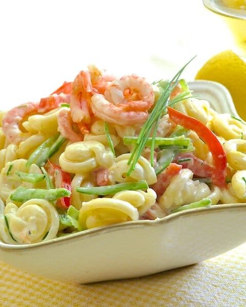 Lemon Shrimp Pasta Salad with a creamy, low fat yogurt dressing! – Rock Recipes