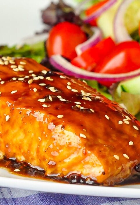 Five Spice Teriyaki Salmon. A tasty twist on a classic flavor combo!
